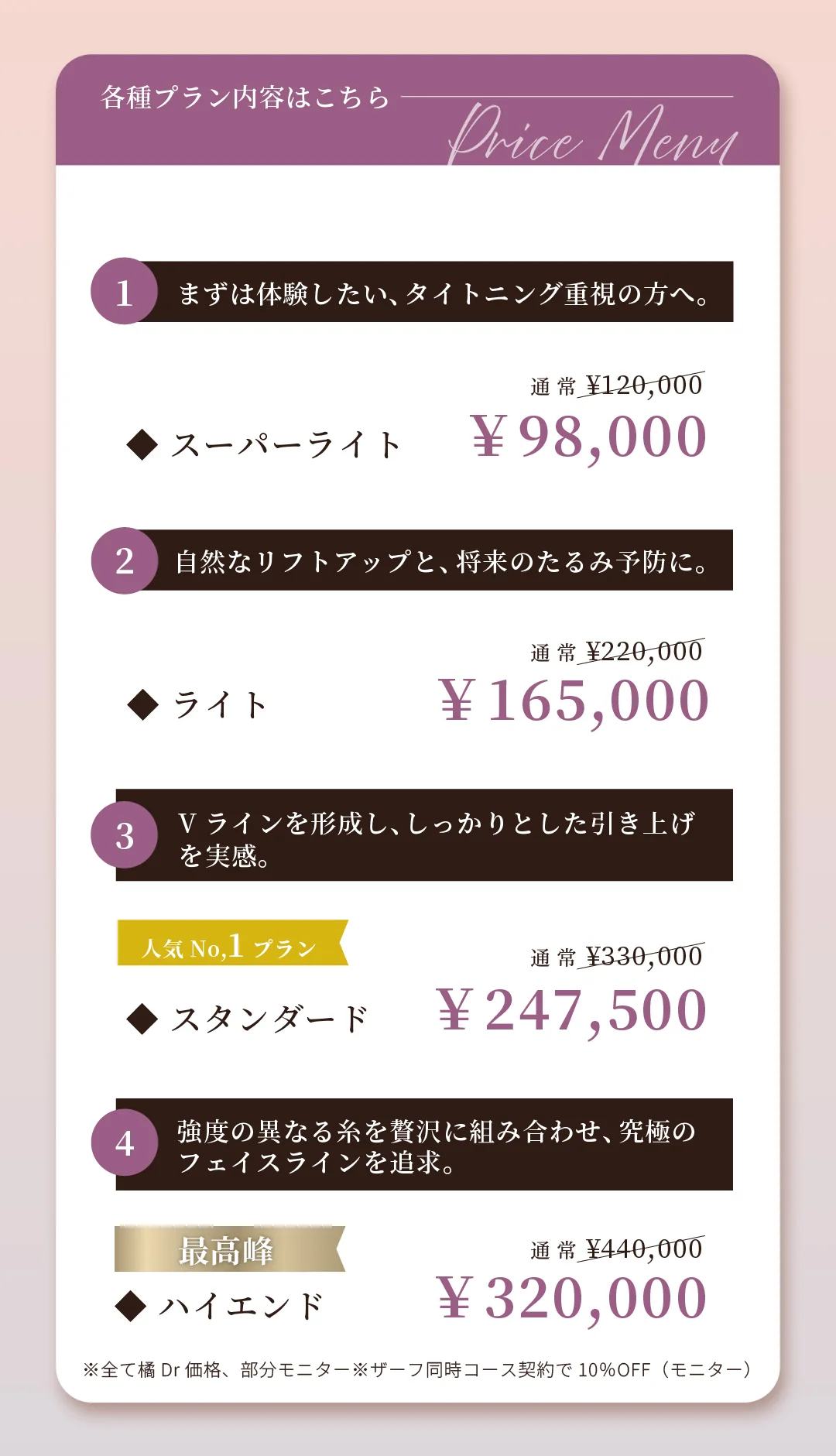 【橘医師限定】 新糸リフトメニュー誕生